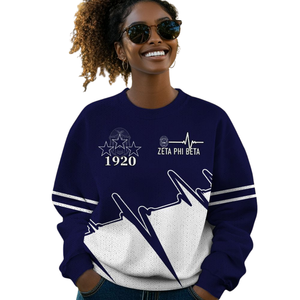 Zeta Phi Beta 1920 Divine Nine Sorority Sweater ZPhiB Knit Blue White Chenille Letters Greek Life Premium Apparel - Product Image 5
