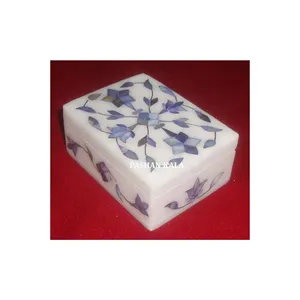 Great Quality Alabaster Marble Blue Mother Of Pearl Inlay Boxes For Chocolates Dry Fruits Jewelry Box For Woman And Girls