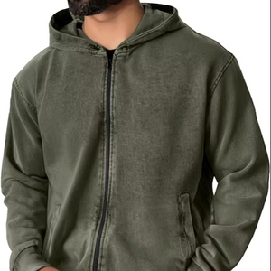 Sudadera con Capucha de Algodón Grueso con Efecto Lavado Ácido, Ofrece un Aspecto Vintage Desgastado para Moda Urbana y Ropa Casual - Product Image 1