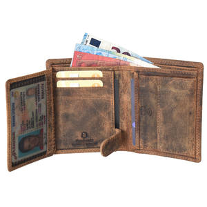 Portefeuille vertical à trois volets en cuir véritable pour homme - Product Image 1