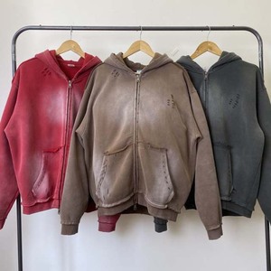 Fabricant de sweat à capuche de haute qualité personnalisé violet dégradé épaules tombantes sweats à capuche surdimensionnés en détresse délavés à l'acide sweat à capuche - Product Image 1