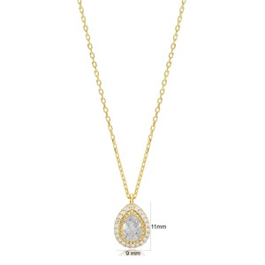 Collar con Colgante de Piedra CZ en Forma de Pera, Joyería de Plata de Ley 925 Hecha a Mano en Turquía, Venta al Por Mayor - Product Image 3