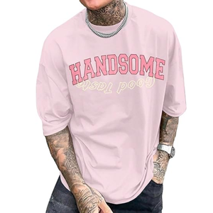 เสื้อยืดผ้าฝ้าย100% โอเวอร์ไซส์สำหรับผู้ชายเสื้อสตรีทแบบหลวมเปิดไหล่ปล่อยพิมพ์โลโก้แบบกำหนดเอง - Product Image 1