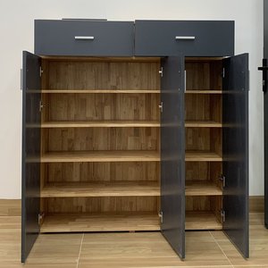 Armoire à chaussures minimaliste 3 portes KG68023 120x35x134cm en bois de caoutchouc naturel pour le salon - Product Image 6