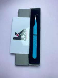 Pince à épiler professionnelle pour extensions de cils, en acier inoxydable, anti-magnétique, à pointe lisse, 90 degrés, avec boîte, prix d'usine - Product Image 3