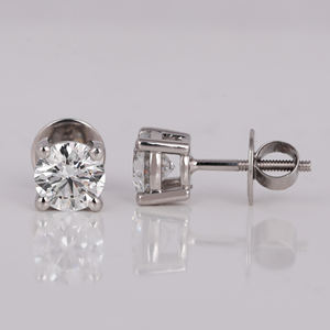 Luxueux rond coupe laboratoire cultivé diamant platine boucles d'oreilles plaqué or conception personnalisée vis arrière lunette réglage nouveau à la mode pour les femmes - Product Image 2