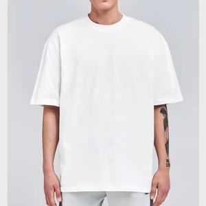 T-shirt 100% coton homme, haut de haute qualité, col montant, grande taille, luxe, épaules tombantes, blanc - Product Image 6