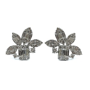 Usine directe meilleure qualité 18K or blanc massif forme mixte naturelle goujons de diamant boucle d'oreille Style à la mode pour le mariage de la dame - Product Image 1