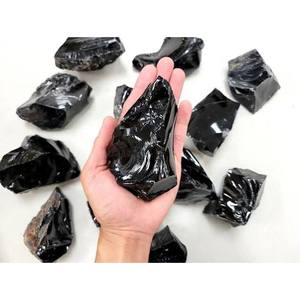 หินออบซิเดียนสีดำธรรมชาติจากเอธิโอเปีย แบบหยาบ ไม่เจียระไน ขายส่ง - Product Image 2