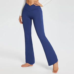 Pantalon de yoga pour femmes personnalisé très demandé avec conception de taille respirante pantalon évasé de style sportif emballage personnalisé décontracté - Product Image 2