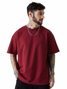 300 GSM Heavyweight Mock Neck <b>T</b>-<b>Shirt</b> Luxury Blank Heavy 100% Cotton Custom Thick Wide Mock <b>Collar</b> Oversized <b>T</b> <b>Shirt</b> Men - Product Image 6