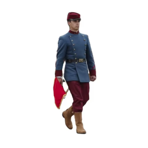 Uniformes d'hiver de garde pour adultes personnalisés avec manteau de double poitrine bleu-gris en laine pantalon marron vêtements scolaires - Product Image 2