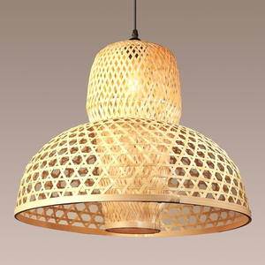 Pantalla de bambú tejida natural Diseño moderno único Lámpara colgante de bambú Mayorista vietnamita Decoración de iluminación - Product Image 2