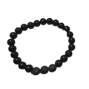 Bracelet en cristal Obsidienne noire et lave Perles rondes Bracelet 8mm Pierre précieuse Mode Cadeau homme et femme Énergie - Product Image 5