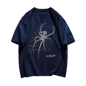 2025 camiseta de araña de tendencia Camisetas cuello redondo azul oscuro de moda precio competitivo camiseta de gran tamaño de Picnic cómoda alta - Product Image 1