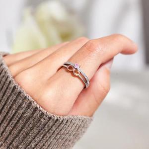 แหวนรูปหัวใจสองสี Jeulia Infinite Love ทำจากเงินสเตอร์ลิงประดับเพชรซิร์คอนสำหรับงานแต่งงาน - Product Image 5
