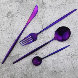 Juego de Cubiertos Morado Moderno con Cabeza Redonda y Mango Delgado y Suave, Ideal para Cocina, Hoteles, Cafeterías, Comedor y Ocasiones Especiales - Product Image 5