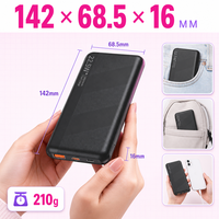 Batterie externe 10000mAh ultra-mince 16mm avec ports USB Type C et Micro USB, charge rapide SCP22.5W PD20W, idéale pour les voyages, vente en gros