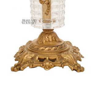 Antique Brass Candelabra with <b>Crystal</b> Column 3 Arm Vintage Candle Holder for Classic Home Decor - Product Image 3