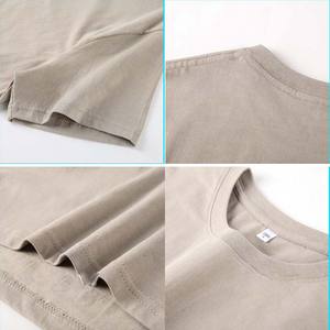 Moda de verano para hombre 200 gramos algodón estilo casual ropa informal de Hip Hop de gran tamaño camiseta sólida con manga corta - Product Image 3