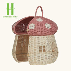 Cesta de Almacenamiento de Mimbre Hecha a Mano con Forma de Hongo para Decoración de Habitación Infantil, Accesorio para Fotos, Bolso Infantil - Product Image 5