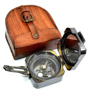 Nautical Vintage Kelvin & Hughes Brass Antique Brunton <b>Compass</b> Marine Engraved Navigational <b>Compass</b> W/Leather Case - Product Image 1