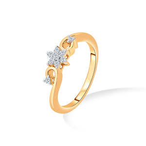 Bague en or jaune sertie de diamants floraux pour femmes - Product Image 3