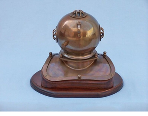 Casco DE BUCEO decorativo de latón antiguo medieval, reloj con Base de palisandro, reloj de 12 pulgadas, artículo de casco, regalo, artesanía de Calvin - Product Image 5