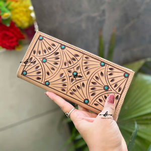 Motif occidental usiné à la main sculpture en cuir hommes Long portefeuille Offre Spéciale mode élégant porte-monnaie cadeau pour lui - Product Image 1