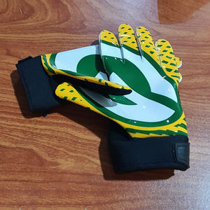 Derniers gants de football anti-boulochage vêtements de football sécurité gardien de but récepteur gants véritable latex allemand collant paume gants - Product Image 4