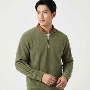 เสื้อสเวตเชิ้ตผู้ชายสีเขียวมะกอก คอตั้ง ซิป ¼ ตัว ทรงปกติ สวมใส่สบายๆ สำหรับฤดูใบไม้ร่วง - Product Image 1