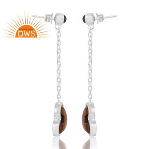 Nouveau motif Design 925 argent Sterling naturel oeil de tigre jaune et pierre précieuse fumée boucle d'oreille bijoux personnalisés pour les femmes cadeau pour elle - Product Image 4