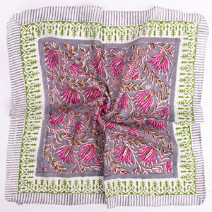 Foulard carré multifonctionnel en coton imprimé floral, respirant, écologique, lavable, pour la tête, les sports de plein air et les voyages - Product Image 4