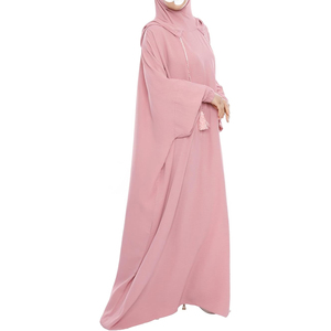Vente en gros de vêtements musulmans modestes de qualité supérieure style islamique à manches longues, Abaya simple et respirante pour femmes, Service OEM bon marché - Product Image 3