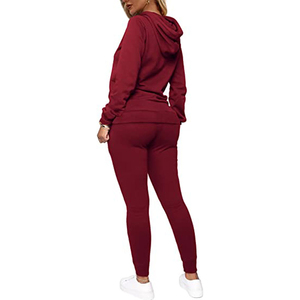 Ensemble de survêtement décontracté pour femme, sweat-shirt à capuche et pantalon de survêtement, 2 pièces, 100% coton, OEM - Product Image 4