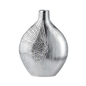 Silver Antique Flower Urn <b>Vase</b> on <b>Square</b> Base Rough Finished Home Decorative Table <b>Vase</b> for Flowers and Plants Decoration - Product Image 5