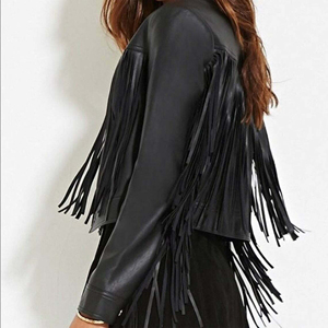 Precio de calidad, calidad superior, diseño personalizado, talla adulta, chaqueta con flecos para mujer, chaqueta occidental, chaqueta de cuero para mujer - Product Image 2