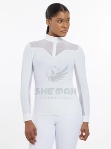 Camiseta de espectáculo de equitación para mujer, camiseta de equitación transpirable de manga larga Ecuestre para doma inglesa y salto - Product Image 2