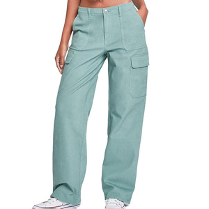 Gran oferta, a la moda ropa de abrigo, pantalones Cargo para mujer, traje de moda de Color liso personalizado, pantalones Cargo transpirables para mujer - Product Image 4