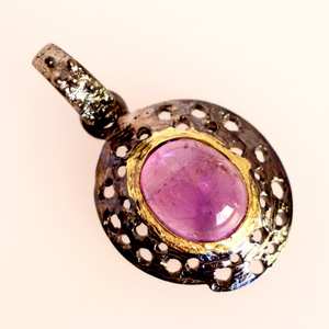 อัญมณีอัญมณี925สร้อยคอเงินชุบทองสไตล์วินเทจของขวัญวันเกิดสำหรับผู้หญิง - Product Image 4