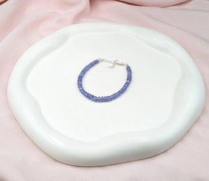 Pulsera de cuentas Rondelle facetadas de tanzanita Natural 100%, regalo de Plata de Ley 925 para mujeres, joyería de piedra natal de diciembre, venta al por mayor - Product Image 4