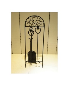 Soporte de herramientas de chimenea negro de hierro fundido para interiores al por mayor para el hogar, hotel, restaurante, artículo de almacenamiento, soporte de herramientas de chimenea de Metal - Product Image 5