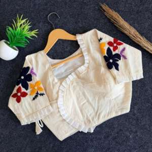 Choli Khaadi de Algodón Puro con Bordado a Mano para Mujeres Adultas Indias - Product Image 3