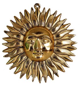 Fournisseur en gros meilleur fournisseur Laiton Idol of Sun face Tenture murale Surya pour la positivité à la maison et au bureau Jaune - Product Image 6