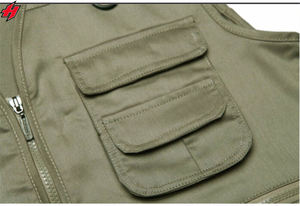 Exportation personnalisée multi-poches pratique pêche randonnée hommes veste sans manches couleur unie hommes extérieur gilet - Product Image 5