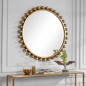 小型实心球框架镜子圆形手工装饰壁镜低成本高品质反身镜子