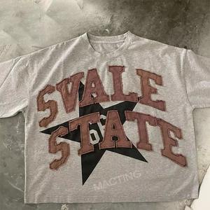 เสื้อยืดวินเทจขนาดใหญ่ใส่ได้ทั้งชายและหญิงเสื้อยืดวินเทจปักลายตัวอักษร - Product Image 2