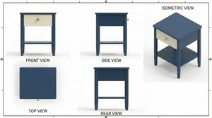COFFEE TABLE <b>BLUE</b> & WHITE COLOR 1 Year Warranty MODERN DESIGN HOME FURNITURE RUBBERWOOD MATERIAL - Product Image 6