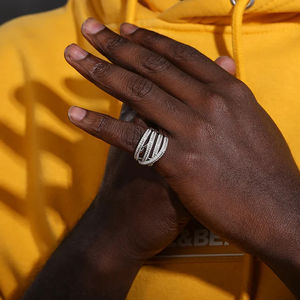 Hip Hop 925 Sterling Silver Original Moissanite Diamond Ring Gift for Him Fashion Jewelry from India - Product Image 3