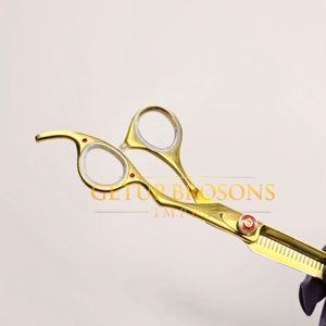 Tijeras de peluquería de acero inoxidable de 11.5 pulgadas, color KASH, para cortar el cabello, tijeras planas para flequillo y entresacar, 6H Negro 3H - Product Image 4